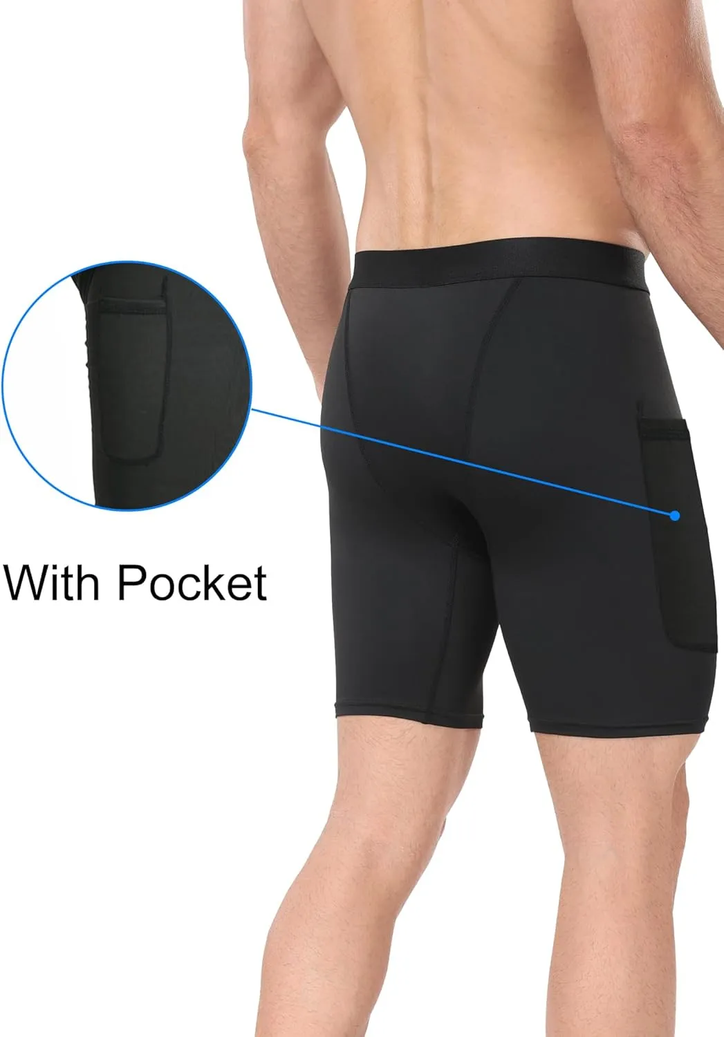 6 Pack Compression Shorts with Pocket Men Sports Workout Performance Athletic Running Underwear Shorts Spandex