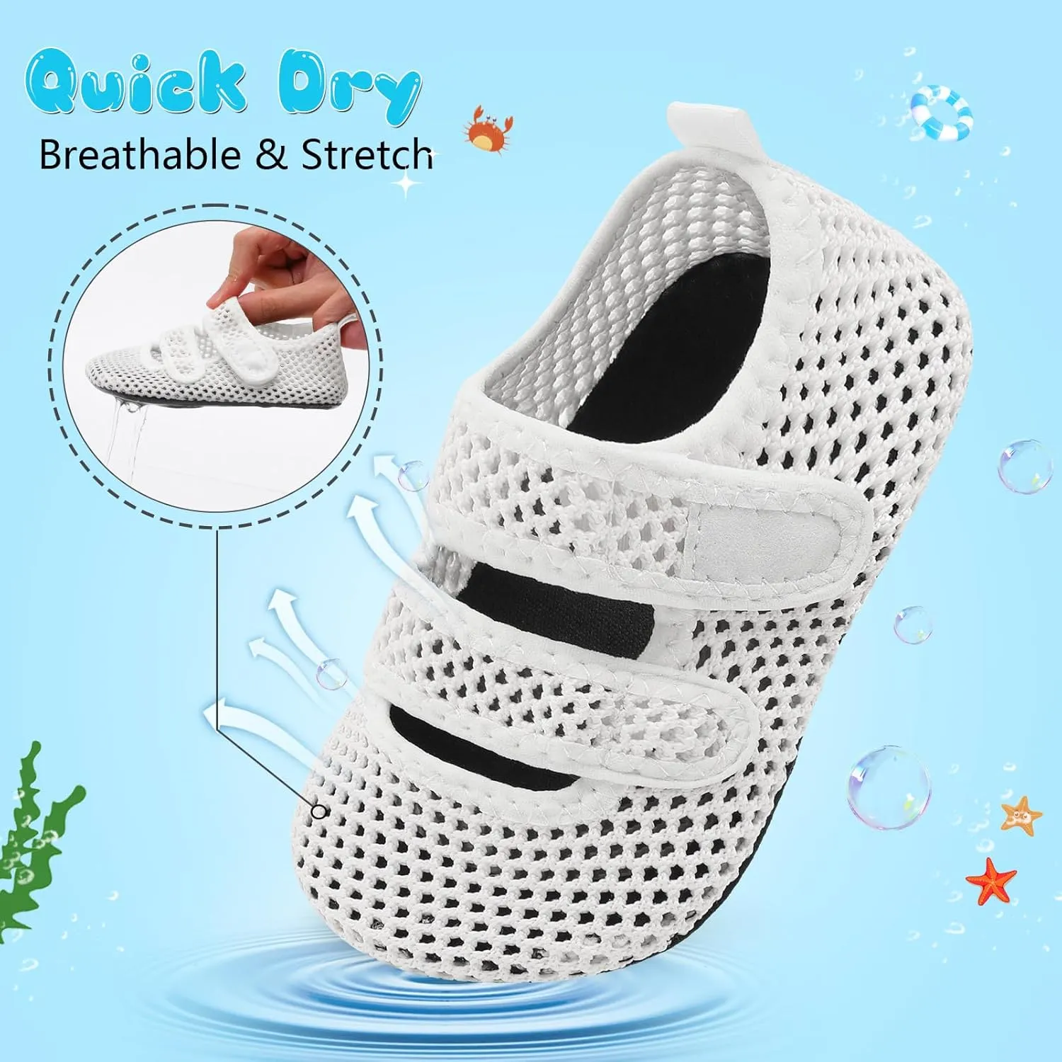 BARERUN Toddler Water Shoes Boys Girls Quick Dry Barefoot Aqua Shoes for Swim Pool Beach Non Slip Breathable Sandals Lightweight Summer House Slippers