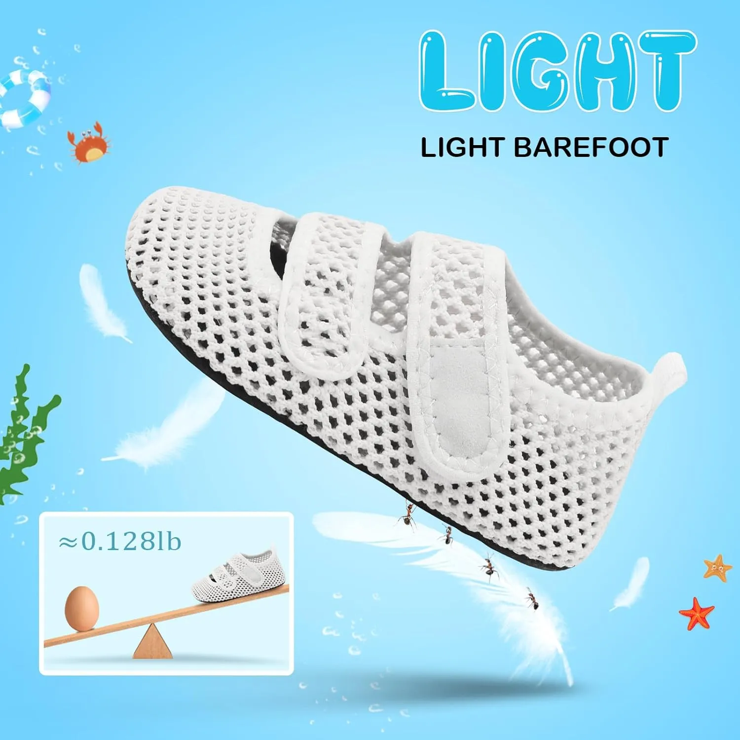 BARERUN Toddler Water Shoes Boys Girls Quick Dry Barefoot Aqua Shoes for Swim Pool Beach Non Slip Breathable Sandals Lightweight Summer House Slippers
