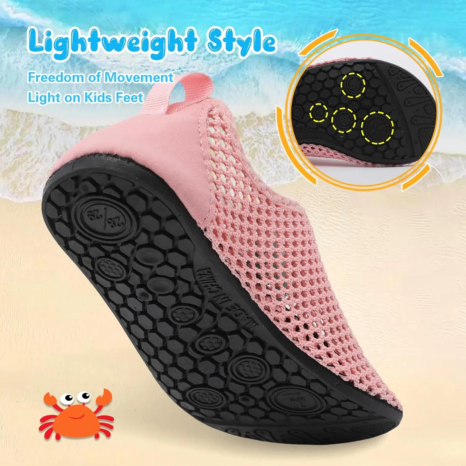 Besroad Kids Water Shoes Girls Boys Quick Dry Aqua Socks Barefoot Non Slip Beach Swim Surf Shoes
