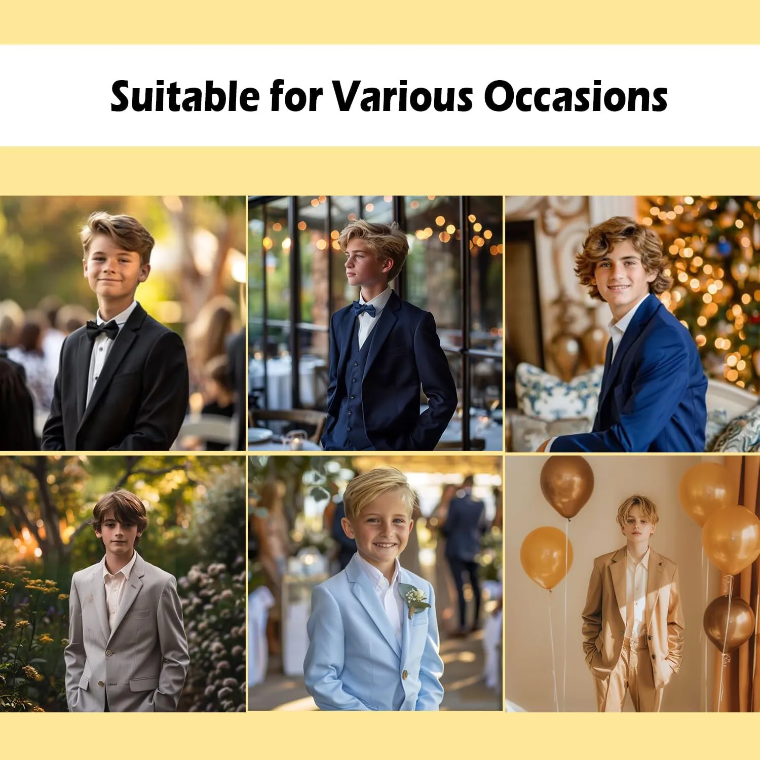Boys?? Formal Suit 5 Piece Set, Toddler Tuxedos for Wedding, Suits for Teens Boy Dress School Clothes