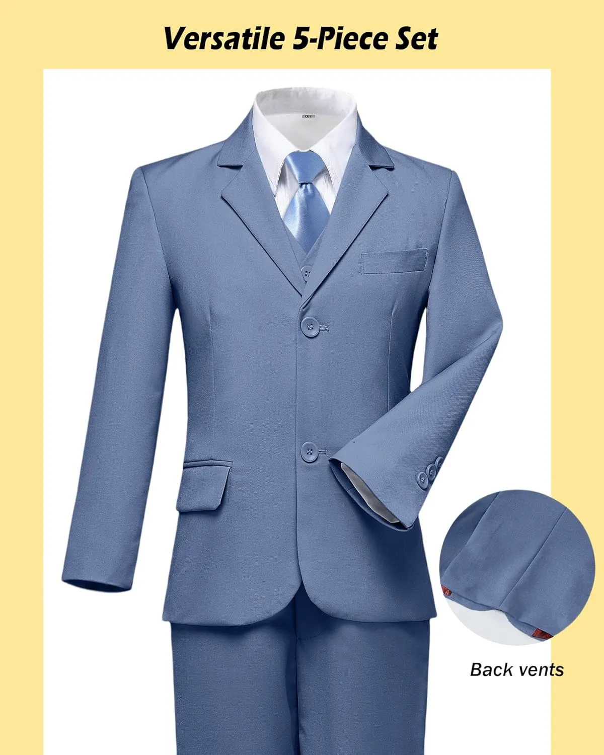 Boys?? Formal Suit 5 Piece Set, Toddler Tuxedos for Wedding, Suits for Teens Boy Dress School Clothes