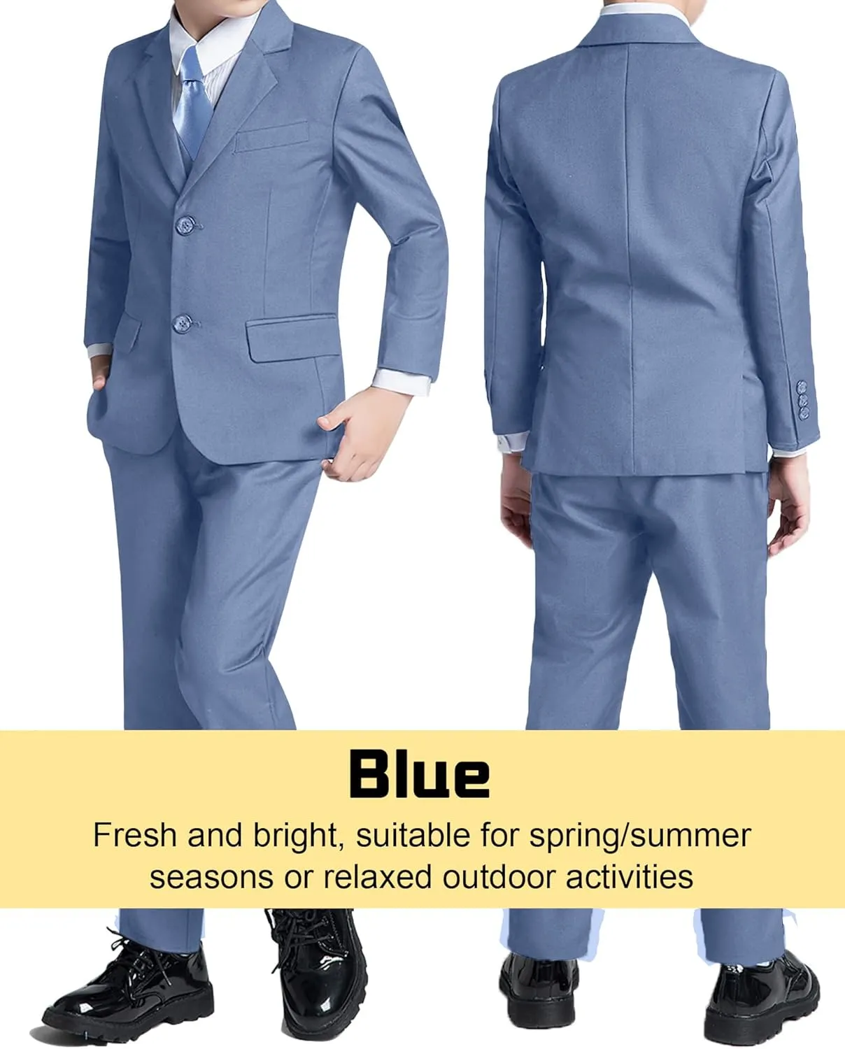 Boys?? Formal Suit 5 Piece Set, Toddler Tuxedos for Wedding, Suits for Teens Boy Dress School Clothes