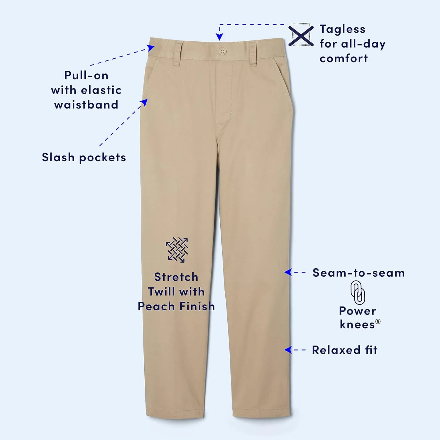 French Toast Boys' Pull-on Relaxed Fit School Uniform Pant (Standard & Husky)