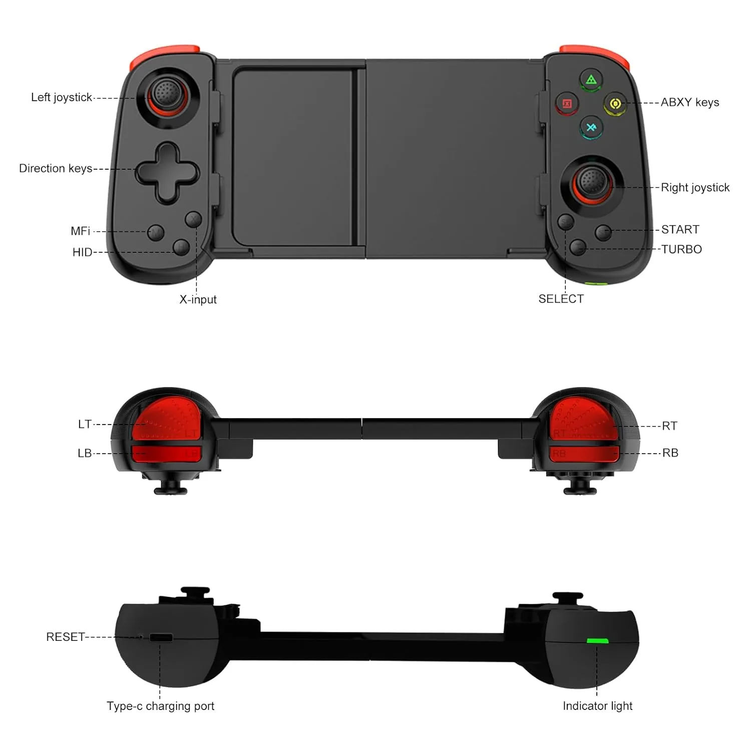 Koiiko Wireless Controller for iPhone/Android/PC/iPad/Tablet/Appl Arcade MFi Games/Switch, Support Streaming on PS/Xbox/PC Console, Cloud Gaming Gamepad Joystick - Turbo/Dual Motors
