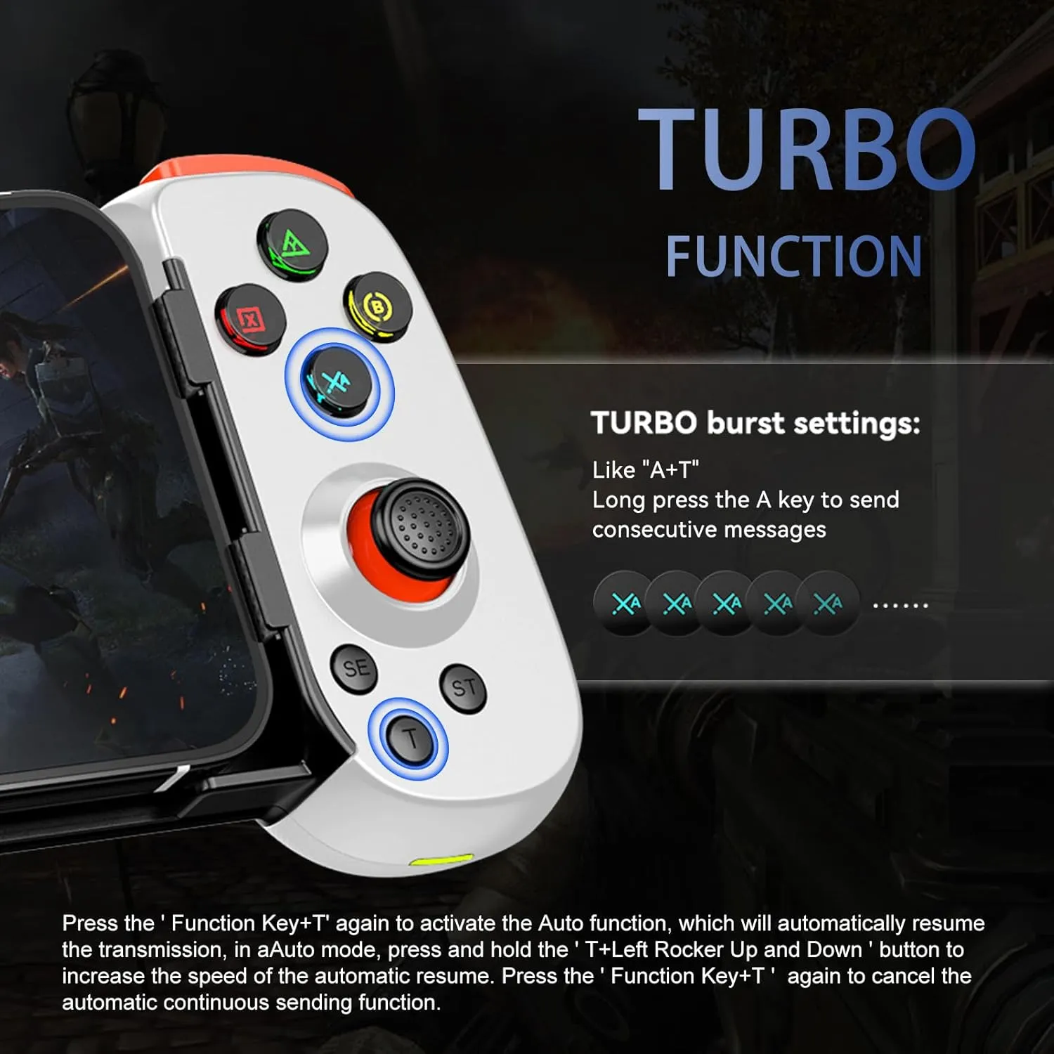 Koiiko Wireless Controller for iPhone/Android/PC/iPad/Tablet/Appl Arcade MFi Games/Switch, Support Streaming on PS/Xbox/PC Console, Cloud Gaming Gamepad Joystick - Turbo/Dual Motors