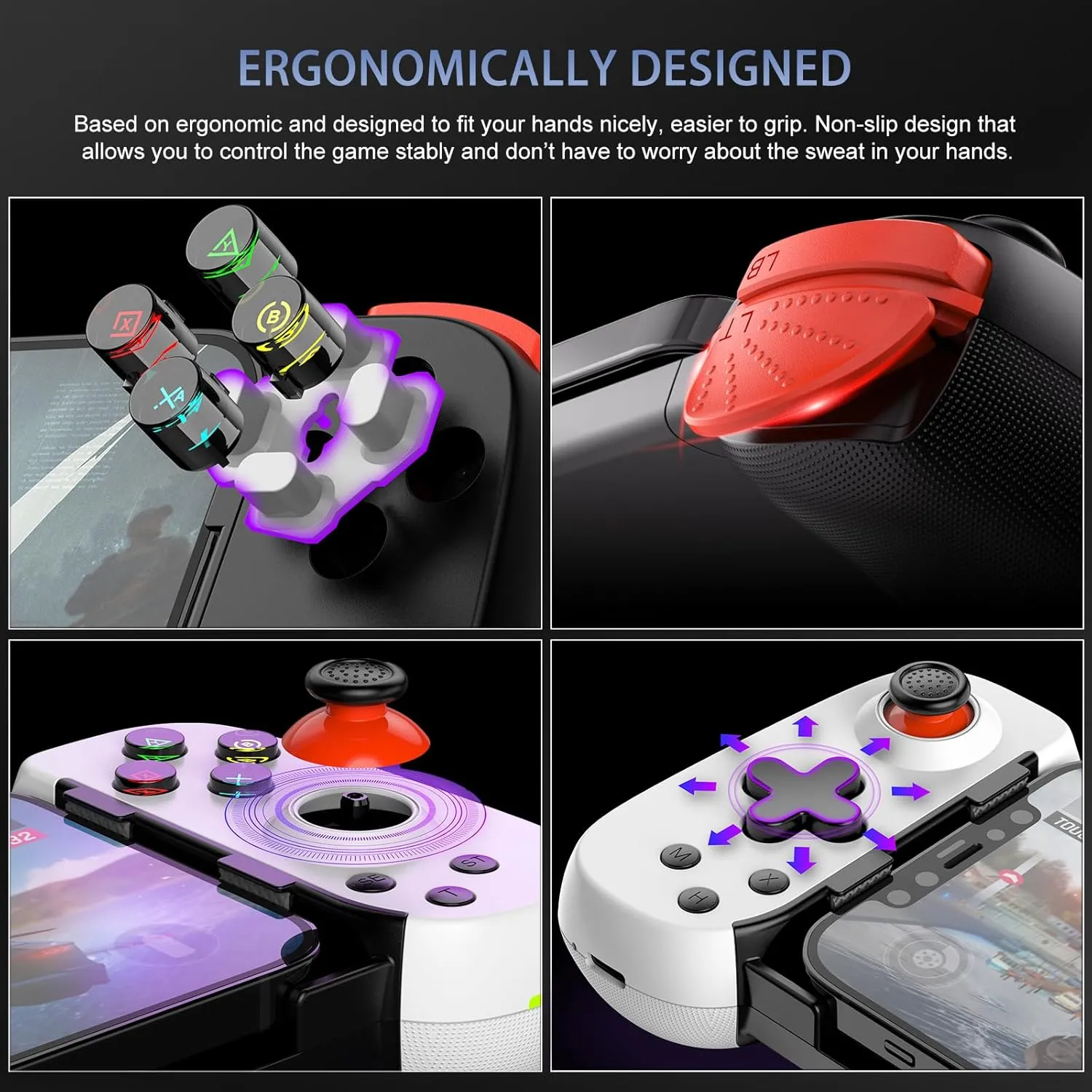 Koiiko Wireless Controller for iPhone/Android/PC/iPad/Tablet/Appl Arcade MFi Games/Switch, Support Streaming on PS/Xbox/PC Console, Cloud Gaming Gamepad Joystick - Turbo/Dual Motors