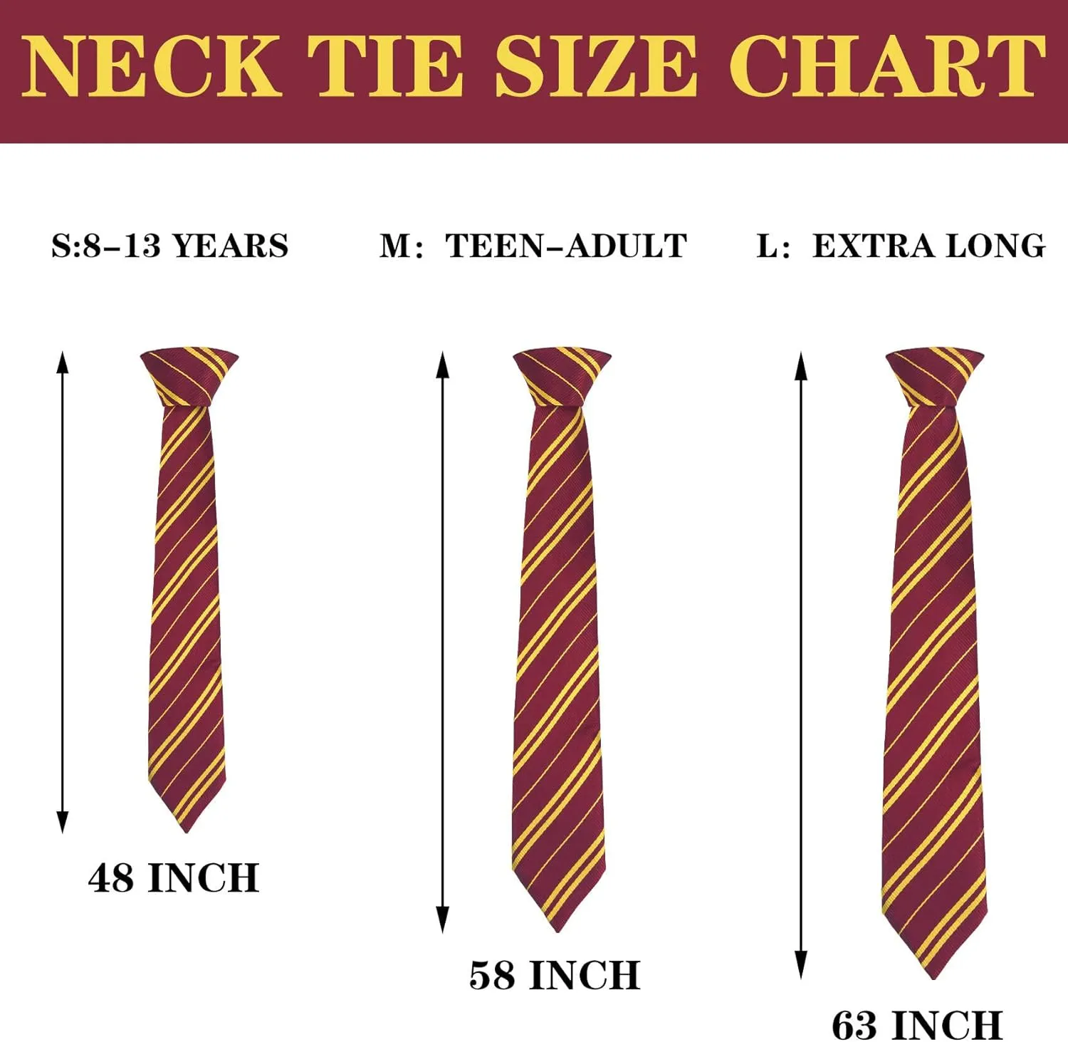 MISS FANTASY Cosplay Tie for Halloween Party, Unisex Adult & Kids Necktie Costume Accessory (Red and Gold)