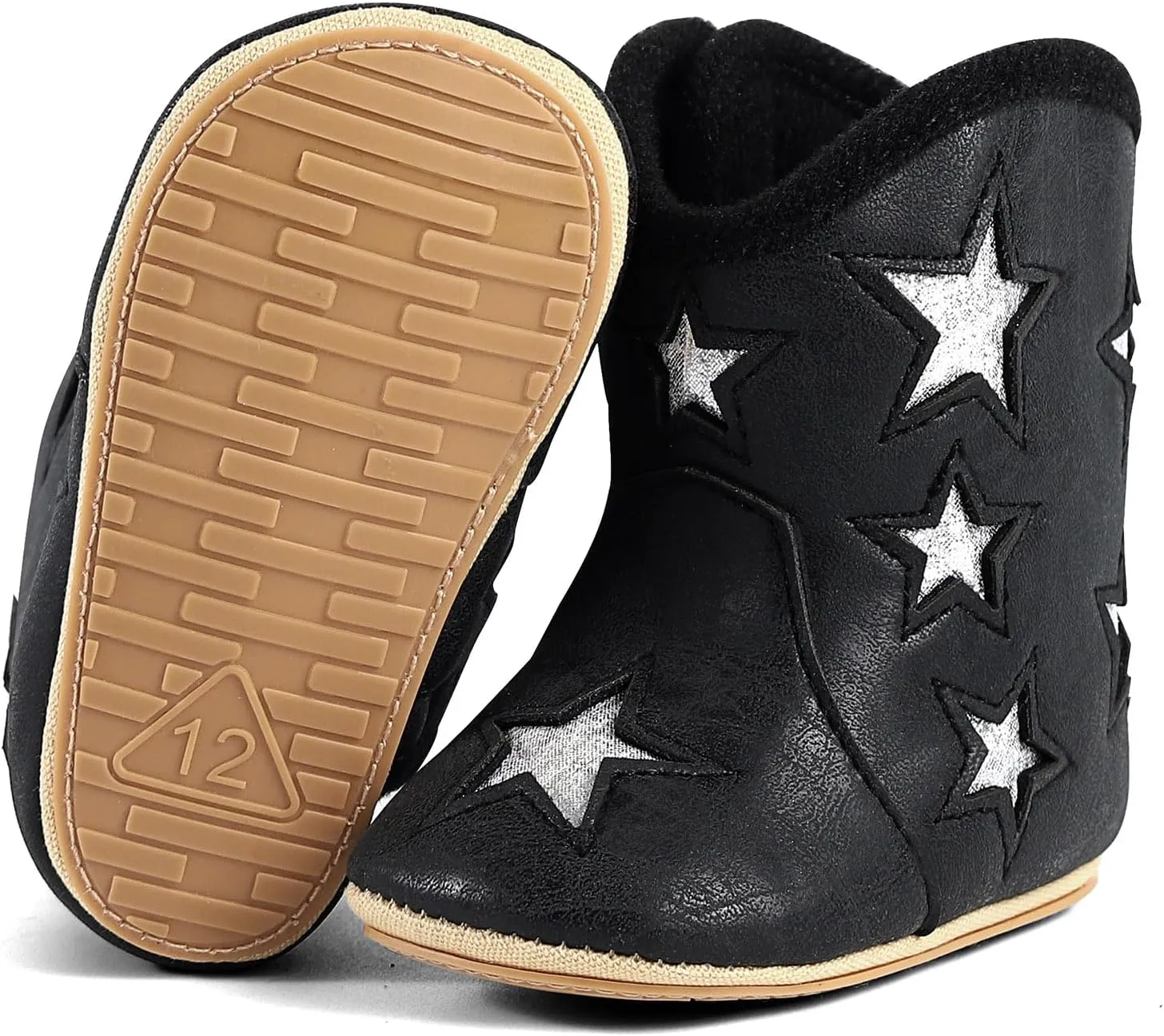 MK MATT KEELY Leather Western Boots Cowboy Bootie Soft Sole Non-Slip Crib Shoes for Baby Infant Toddler Girls Boys Newborn