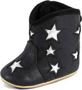 MK MATT KEELY Leather Western Boots Cowboy Bootie Soft Sole Non-Slip Crib Shoes for Baby Infant Toddler Girls Boys Newborn