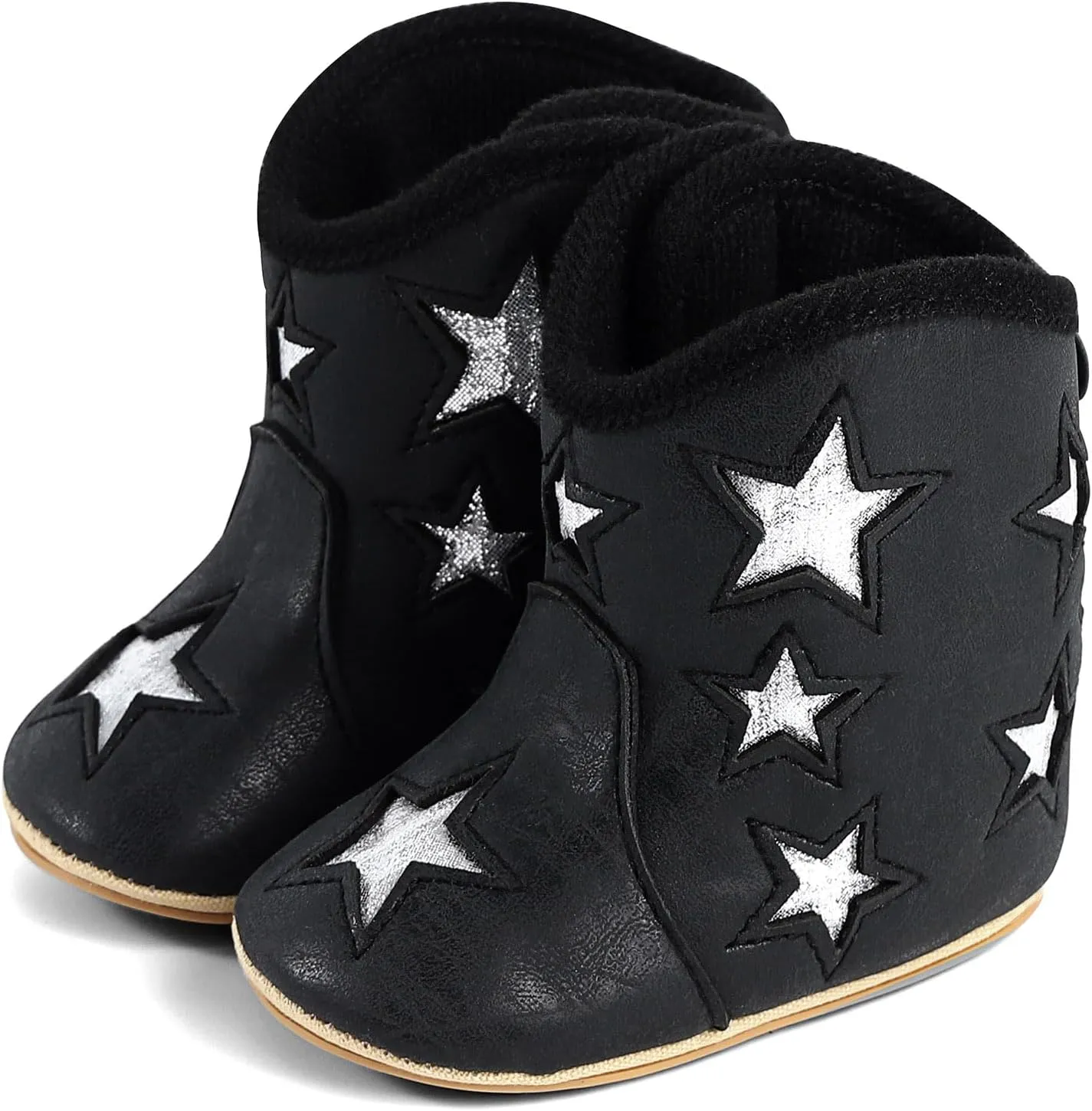 MK MATT KEELY Leather Western Boots Cowboy Bootie Soft Sole Non-Slip Crib Shoes for Baby Infant Toddler Girls Boys Newborn