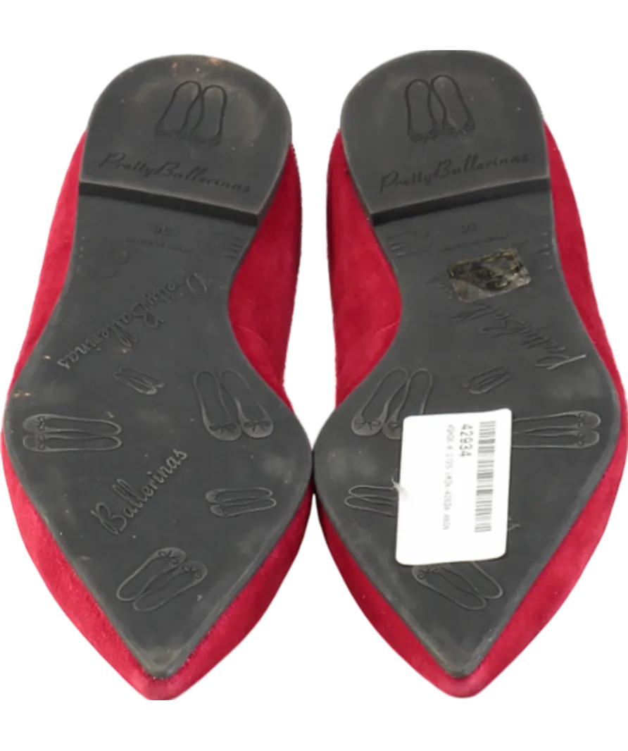 Pretty Ballerinas Red Ella Pointed "LOVE" Flat Shoes UK 5 EU 38 👠