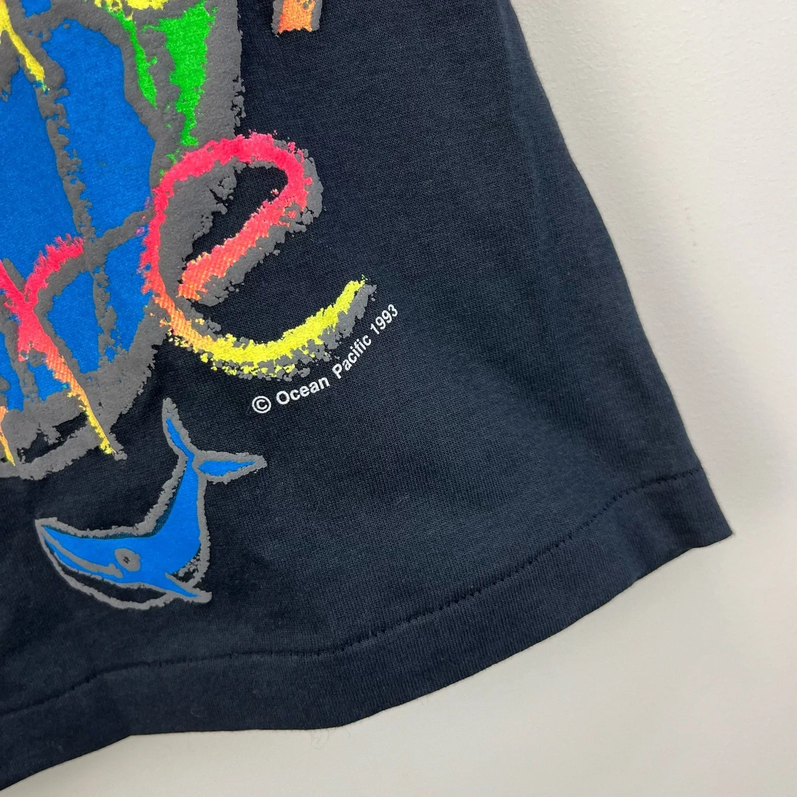Vintage 90s OP "Kids Kare" Short Sleeve Black Tee S/M NWOT