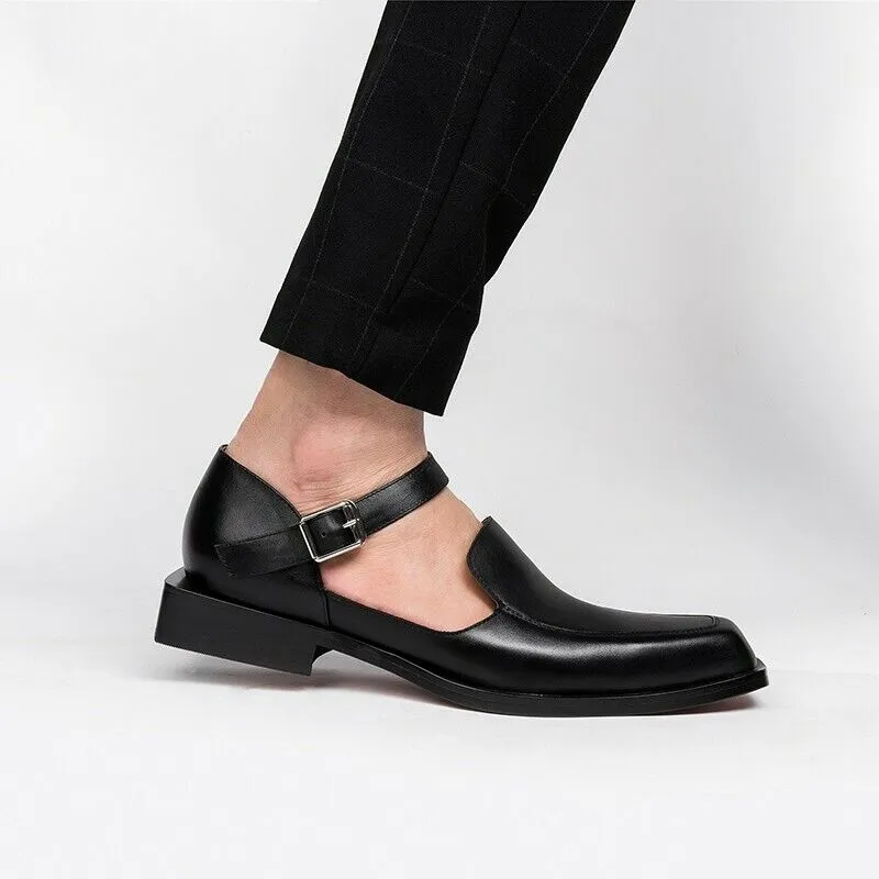 xiangtuibao New Black Casual Business Men Shoes Buckle Strap Round Toe Sandals Shoes for Men with Free Shipping Size 38-46